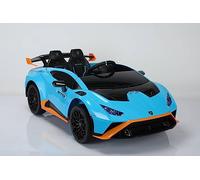 Lamborghini Huracan STO - Voiture électrique pour enfant - Licence - Batterie 12V7A - 2 moteurs - Télécommande 2,4 GHz - MP3 - Siège en cuir + EVA - Bleu