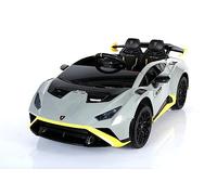 Lamborghini Huracan STO - Voiture électrique pour enfant - Licence - Batterie 12V7A - 2 moteurs - Télécommande 2,4 GHz - MP3 - Siège en cuir + EVA - Gris