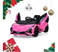 Lamborghini SIAN Voiture Électrique 12V/4,5 Ah pour Enfants 3-8 Ans,Télécommande 2.4G, 2 Moteur, MP3, USB, TF, Radio, Récit Rose