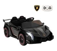 Lamborghini Voiture Électrique 12V/7 Ah pour Enfants, Télécommande 2.4 G, Portes Hydrauliques, LED, klaxon, MP3, USB, 3-8 Ans, Noir