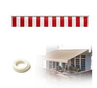 Lambrequin Droit de Remplacement pour Store Banne, Tissu Polyester Imperméable Résistant aux UV, Bord droit Bordure de Store pour Terrasse, Balcon, Jardin Camping-Car(Red white,B560cmxH30cm)