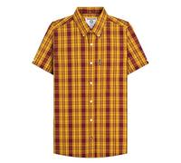 Lambretta Chemises boutonnées à carreaux à manches courtes pour homme, Bordeaux/doré, 3XL