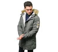 Lambretta Mens Granite Fishtail Parka Veste Capuche Amovible - Taille XL
