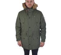 Lambretta Parka Homme Manteau Veste Capuche Fausse Fourrure Hiver - Kaki - XL