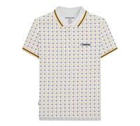 Lambretta Polo à manches courtes imprimé géométrique pour homme, blanc, L