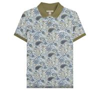 Lambretta Polo rétro à trois boutons pour homme Motif cachemire, Kaki/bleu marine, Taille M