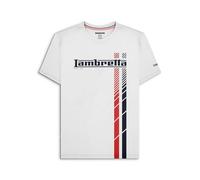Lambretta Polos pour hommes avec rayures de course rétro délavées, blanc, M
