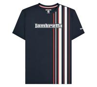 Lambretta T-shirt à col rond avec logo rayé pour homme, bleu marine, L