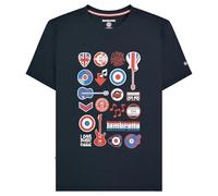 Lambretta T-shirt à manches courtes pour homme avec logo de guitare, bleu marine, XXL
