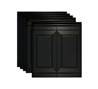 Lambris PVC Mural Panneaux muraux en PVC à décoller et coller, revêtement de plafond à coller, dosseret de carrelage mural auto-adhésif, facile à installer et imperméable(5PCS-Black,70x90cm/27.6x35.4i