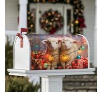 Lambs Couvertures magnétiques de boîte aux lettres pour décoration de porche, lumières de Noël fantaisie, cadeaux de Noël fantaisie, rouge, 53,3 x 64,9 cm