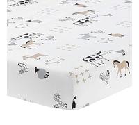 Lambs & Ivy Babyprem Drap-housse pour berceau Motif animaux de la ferme 100 % coton Blanc