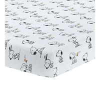 Lambs & Ivy Classic Snoopy Drap-housse pour berceau 100 % coton Blanc/noir