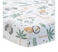 Lambs & Ivy Jungle Friends Drap-housse pour berceau 100 % coton Motif animaux de safari