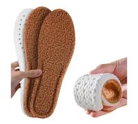 Lambs Wool Warm Insole Soft Bottom Sports Long Standing Not Tired Absorbent Damping and Velvet Thickening in Winter(Brown,35-36)
