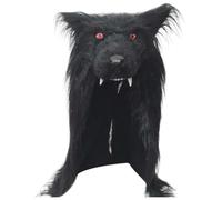 Lamdbao Coiffe Intégrale De Loup Noir, Masque Chapeau Réalistes De Loup Viking en Fourrure, Costume De Loup pour Halloween, Jeu De Rôle Noël