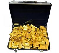 Lamdbao Mini Lingot d'or Plaqué Or 24 Carats, Objet De Collection avec Valise en Aluminium, Modèle Décoratif De Bureau pour Maison Ou Le Bureau, Idéal pour Les Cadres.