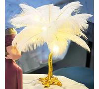 Lamde Bureau,À Plumes,De Table À Plumes,De Chevet Nordcréative En Résine Avec Plumes D'Autruche,Décopour Salon Et Chambre (Blanche)/Blanc/A
