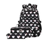 LAMDNL Lot de 3 sacs à dos d'école pour filles avec sac à déjeuner et trousse à crayons, sac à dos décontracté, sac à dos pour étudiant primaire