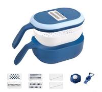 Lame 3/6 pour coupe-légumes en acier inoxydable avec panier de vidange, hachoir multifonction et trancheuse à fruits pour une coupe lisse (bleu 6)