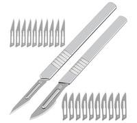 Lame Boulanger à Long Manche,Pain Baker Lame,Contournage Boulangerie Couteau,Lame A Pain,Couteau à GâTeau avec 20 Acier Inoxydable Lames pour Diy Graver Des Motifs de Pain PâTe et Bretzel Outil,2+20pc