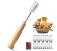 Lame Boulanger et 10 Pcs Lames, Couteau de Boulanger Grignette Lame a Pain Porte pour Grigner Pâte Graver Pain Cuisine, Couteau à Pain Pain Lame pour Grigner Pâte Graver Accessoire de Boulangerie