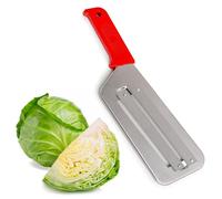 Lame de Couteau pour Chou - Déchiqueteuse de Chou pour Choucroute et Salade de Chou - Hachoir à Chou en Acier Inoxydable - Coupe-chou avec Deux Lames Tranchantes, Manche en Plastique (Rouge)