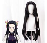 Lame de démon Slayer Kimetsu No Yaiba Kochou Kanae Cosplay perruque accessoires de Costume perruques noir cheveux longs cheveux synthétiques perruque Anime