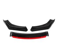 Lame De Pare-Choc Avant pour Mini pour Cooper R55 R56 F55 F56 Diffuseur De Spoiler Inférieur Kit E Carrosserie De Pelle Avant Réglage Becquets Avant(Black-Red)
