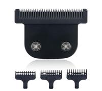 Lame de rechange professionnelle en T compatible avec Wahl 9864/9864SS/9686/9818A/9854L/9876L et plus - Lame amovible pour tondeuse à barbe lithium-ion (1 lame noire + 3 peignes de protection (1 mm, 3