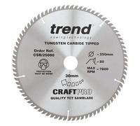 Lame de scie circulaire bois Trend 250x30/25,4/20/16 80Z