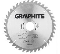 Lame de scie circulaire GRAPHITE Widia 180 x 30 mm, 40 dents pour la coupe de bois et de matériaux dérivés du bois comme le contreplaqué, les panneaux de particules, le MDF.