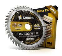 Lame de scie circulaire HM 140 x 20 mm 16 Z42 dents alternées pour bois sans fil - Coupe fine AMBOSS WERKZEUGE Lame de scie 140 mm + bague de réduction 16 20 mm. 140 x 20 140 x 16 mm Compatible avec