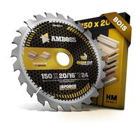 Lame de scie circulaire HM 150x20 16 Z24 dents interchangeables pour bois - Polyvalent. Lame de scie AMBOSS WERKZEUGE® 150 mm + Bague de réduction 16 20 mm. 150x20 150x16 compatible avec Scheer MS 50