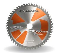 Lame de scie circulaire HM 230 x 30 mm - 80 dents pour aluminium et plastique - Compatible avec toutes les scies circulaires courantes telles que la scie circulaire de table, la scie circulaire