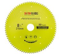 Lame de scie circulaire Saxton TCT 216 mm x 80 dents x 30 mm alésage - Acier trempé - Compatible bois et plastique