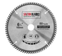 Lame de scie circulaire Saxton TCT pour bois 160 mm x 20 mm x 80T compatible avec Festool TS55, Bosch, Makita et Dewalt - adaptée pour les scies de 165 mm
