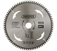 Lame De Scie Circulaire TCT Draper 21681 Pour Bois, 250 X 30Mm, 80T