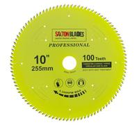 Lame de scie circulaire TCT Saxton TCT255100TPRO, gamme professionnelle, 255 mm x 100 dents x alésage 30 mm, avec bagues de réduction de 16, 20, 25 et 25,4 mm.