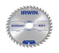 Irwin Lame de scie circulaire IRW1897202 40 dents, denture renforcée à biseau alterné 200 x 30 mm