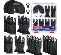 WORKPRO 22Pcs Lames de Scie Oscillantes, Coffret des Accessoires d'Outil Multifonction Oscillant, Lame de Scie Universelle pour Bois, Clous, Métal,Plastique, etc