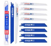 WORKPRO Lames de Scie Sabre 10 Pièces BIM 14/6 TPI Lame de Scie Sabre pour Métal et Bois, avec Boîtier d'Organisateur