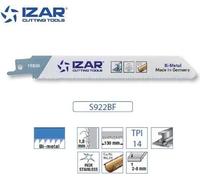 Lame de scie sabre Bi-Métal (Pack de 5 PCS) pour Acier/Inox LG.150 mm 14 TPI - IZAR (S922BF)