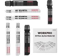 Lame de Scie Sauteuse à Tige en T 20 Pièces, Fabriquées en HCS/HSS, avec Étui de Rangement pour Coupe de Bois, Plastique et Métal WORKPRO