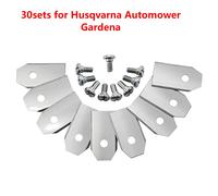 Lame de Tondeuse à Gazon Antirouille pour Machine à Déplacer existent,Placage de Titane en Acier Inoxydable pour Bosch Indego Lanmower,18 Pièces - Type 30sets Silver 1 Hole
