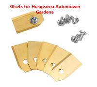 Lame de Tondeuse à Gazon Antirouille pour Machine à Déplacer existent,Placage de Titane en Acier Inoxydable pour Bosch Indego Lanmower,18 Pièces - Type 30sets Gold 1 Hole