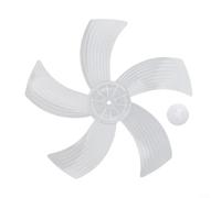 Lame de ventilateur à cinq feuilles de 35,6 cm avec couvercle d'écrou pour usage domestique - Pièce de rechange légère en plastique PP (blanc transparent)