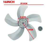 Lame de ventilateur en plastique domestique de 16 pouces, cinq feuilles avec couvercle d'écrou pour socle, support de Table Transparent, accessoires généraux White