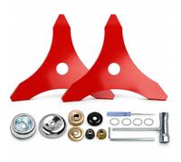 Lame Débroussailleuse 3 Dents pour AL-KO GT 1825 2022-2023 | 2 Lames en Acier | 3 Dents | Diamètre 225 mm | Alésage 25 mm | Herbes Hautes et Broussailles Légères | Kit de Montage Inclus