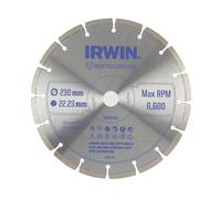 LAME DIAMANT IRWIN 230 mm x 22,23 mm SEGMENTÉE POUR BÉTON, BRIQUE, GRANIT ET MAR